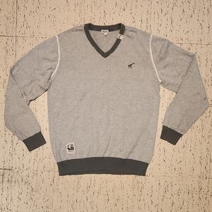 Lrg Lifted Research Group Embroidered V Neck Knit Pullover Sweater Vintage Y2K
